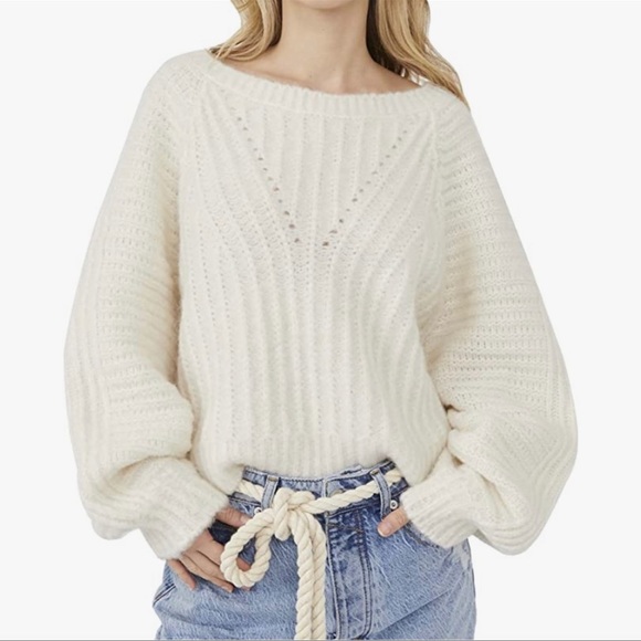Free People Sweaters - Free People Carter Pullover Ivory Chunky Knit Sweater Oversized, NWT